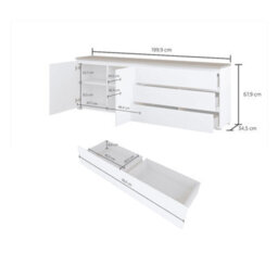 Arte Modo Sideboard Cabinet 200 Cm - Wide White And Oak Storage With Drawers And Handleless Doors - thumbnail 4