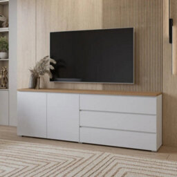 Arte Modo Sideboard Cabinet 200 Cm - Wide White And Oak Storage With Drawers And Handleless Doors