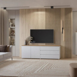 Arte Modo Sideboard Cabinet 200 Cm - Wide White And Oak Storage With Drawers And Handleless Doors - thumbnail 6