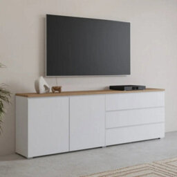 Arte Modo Sideboard Cabinet 200 Cm - Wide White And Oak Storage With Drawers And Handleless Doors - thumbnail 5
