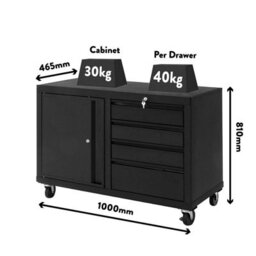 Pinnacle Professional Heavy Duty Lockable Garage Utility Workshop Metal Tool Cabinet, Secure Drawers & Shelves (100Cm Wide) - thumbnail 1