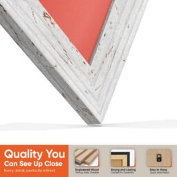 "30X17"" White Rustic Modern Vinyl Record Frame With Poppy Red Mount For 12 Inch Lp Album Cover & Disc - Ak Frames" - thumbnail 3