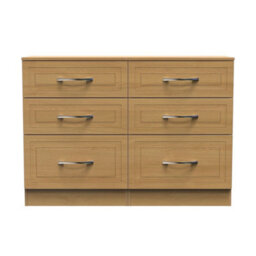 Stafford 6 Drawer Wide Chest In Modern Oak (Ready Assembled) - thumbnail 1