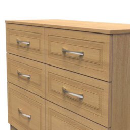 Stafford 6 Drawer Wide Chest In Modern Oak (Ready Assembled) - thumbnail 4