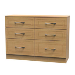Stafford 6 Drawer Wide Chest In Modern Oak (Ready Assembled) - thumbnail 3