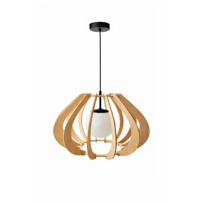 Luminosa Lighting Luminosa Alva Wire Frame Pendant Ceiling Light Beige, Black 1X E27 - image 1