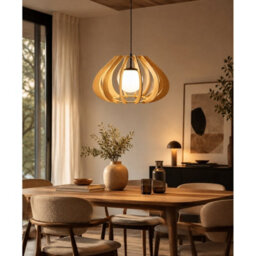 Luminosa Lighting Luminosa Alva Wire Frame Pendant Ceiling Light Beige, Black 1X E27 - thumbnail 2