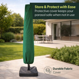 Keplin Double Garden Parasol With Base And Cover 4.5X2.7M, 12 Steel Ribs, 180Gsm Crank Handle, Polyester Canopy, Green - thumbnail 9