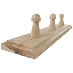 Woodeedoo Set Of 3 Wooden Coat Hooks Wall Mounted 3 Pegs Rail Natural Pine Unpainted Rack For Wall Or Door 28 X 6 X 5.5 Cm - thumbnail 6