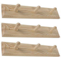 Woodeedoo Set Of 3 Wooden Coat Hooks Wall Mounted 3 Pegs Rail Natural Pine Unpainted Rack For Wall Or Door 28 X 6 X 5.5 Cm - thumbnail 9