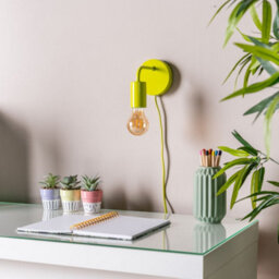 Valuelights Jordy Plug In Colour Pop Lime Green Easy Fit Wall Light - thumbnail 4