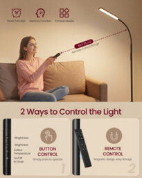 Vasagle Led Floor Lamp For Living Room, Adjustable Height 141-175 Cm, 1 Timer And Memory Function, Button And Remote Control - thumbnail 7