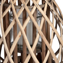 Wyld Haus Small Coastal Wicker Lantern With Glass Candle Holder, Rope Handle, Brown - thumbnail 2