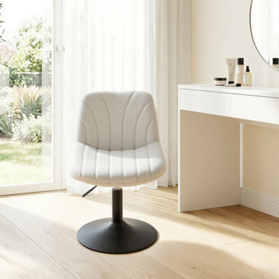 Ledrem Dressing Table Stool, Swivel, Height-Adjustable, Backrest, White, 46.5X43Cm - image 1