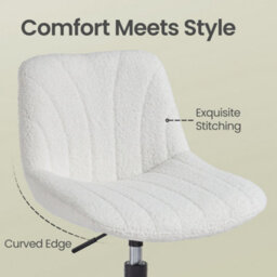 Ledrem Dressing Table Stool, Swivel, Height-Adjustable, Backrest, White, 46.5X43Cm - thumbnail 6