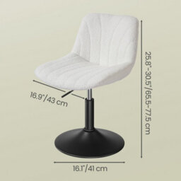 Ledrem Dressing Table Stool, Swivel, Height-Adjustable, Backrest, White, 46.5X43Cm - thumbnail 4