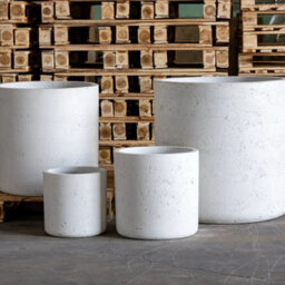 Jōbū Jobu Home - 55Cm Large Cylinder Planter For Bushes And Feature Plants - 93L Aurella - White Mist (White Off-White Cream)