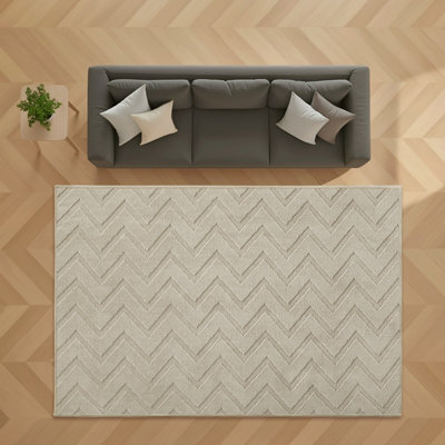Bedlooms Beige High Low Pile Rug 120X170Cm, Soft Thick Piles,  Diamond Pattern, Modern Area Rugs And Bedroom Rug - image 1