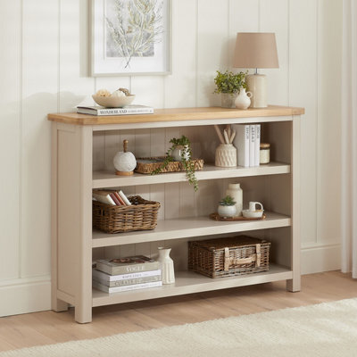 The Furniture Market Marbury Putty Grey Painted Wide Low Large Bookcase - image 1
