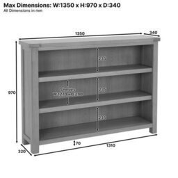 The Furniture Market Marbury Putty Grey Painted Wide Low Large Bookcase - thumbnail 8