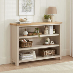 The Furniture Market Marbury Putty Grey Painted Wide Low Large Bookcase - thumbnail 1