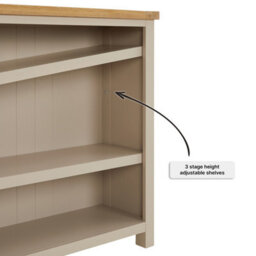 The Furniture Market Marbury Putty Grey Painted Wide Low Large Bookcase - thumbnail 7