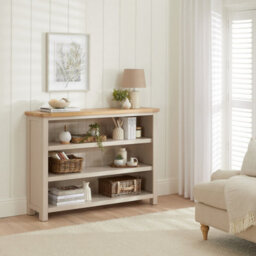 The Furniture Market Marbury Putty Grey Painted Wide Low Large Bookcase - thumbnail 3