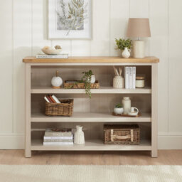 The Furniture Market Marbury Putty Grey Painted Wide Low Large Bookcase - thumbnail 2