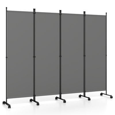 Costway 4-Panel Room Divider 173 Cm Tall Folding Privacy Screen Portable Wall Separator Grey - image 1