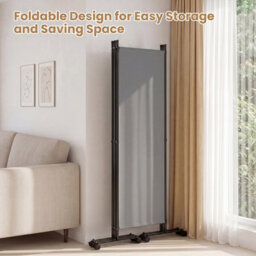 Costway 4-Panel Room Divider 173 Cm Tall Folding Privacy Screen Portable Wall Separator Grey - thumbnail 4