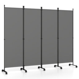Costway 4-Panel Room Divider 173 Cm Tall Folding Privacy Screen Portable Wall Separator Grey - thumbnail 1
