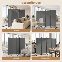 Costway 4-Panel Room Divider 173 Cm Tall Folding Privacy Screen Portable Wall Separator Grey - thumbnail 7