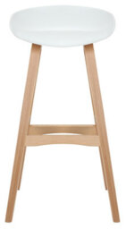 Lamboro Equator Single Kitchen Bar Stool, Fixed Wooden Legs And Footrest, Premium Breakfast Bar & Home Barstool, White - thumbnail 3