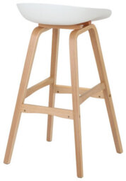 Lamboro Equator Single Kitchen Bar Stool, Fixed Wooden Legs And Footrest, Premium Breakfast Bar & Home Barstool, White - thumbnail 4