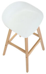 Lamboro Equator Single Kitchen Bar Stool, Fixed Wooden Legs And Footrest, Premium Breakfast Bar & Home Barstool, White - thumbnail 6