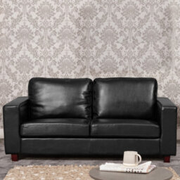 Woodleigh 3 Seat Bonded Leather Sofa - Black - thumbnail 2