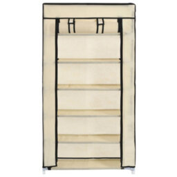 Berkfield Shoe Cabinet With Cover Cream 58X28X106 Cm Fabric - thumbnail 4