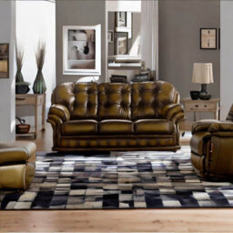Chesterfield 3 Seater Antique Gold Leather Sofa Bespoke In Knightsbridge Style - thumbnail 3