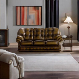 Chesterfield 3 Seater Antique Gold Leather Sofa Bespoke In Knightsbridge Style - thumbnail 2