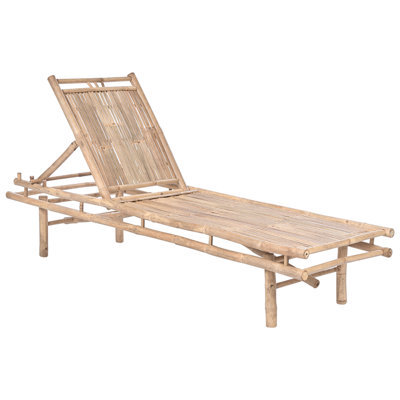 Beliani Sun Lounger Sulmona Reclining Bamboo Light Brown - image 1