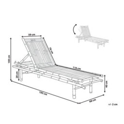 Beliani Sun Lounger Sulmona Reclining Bamboo Light Brown - thumbnail 3