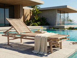 Beliani Sun Lounger Sulmona Reclining Bamboo Light Brown - thumbnail 2