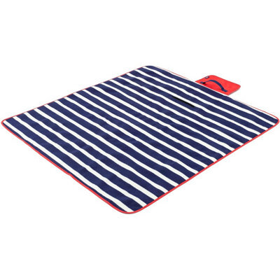 Yello Fleece Outdoor Picnic Rug - Blue Stripe - image 1