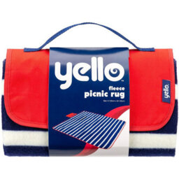Yello Fleece Outdoor Picnic Rug - Blue Stripe - thumbnail 2