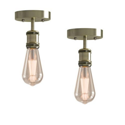 2 Pack Of Single Head Fully Earth Ceiling Light Retro Flush Mount E27 Lamp Holder Sconce Chandeliers Pendent Set - image 1