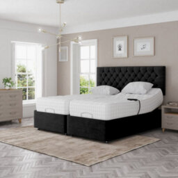 Madison Electric Adjustable Bed Set Fabric Pocket Sprung Mattress Chesterfield Headboard - thumbnail 3