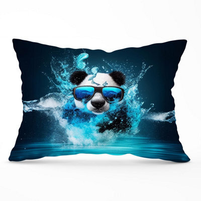 Warren Reed Designer Panda Splashart Water Cushions 33Cm X 48Cm