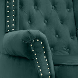 Velvet Wingback Fireside Chair Armchair With Buttons Bottle Green - thumbnail 5