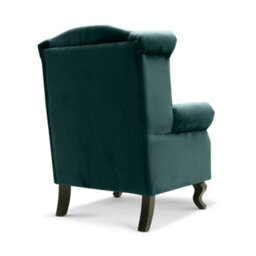 Velvet Wingback Fireside Chair Armchair With Buttons Bottle Green - thumbnail 7