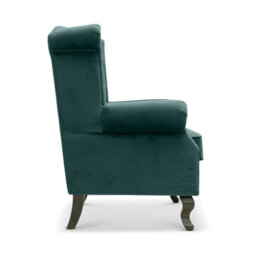 Velvet Wingback Fireside Chair Armchair With Buttons Bottle Green - thumbnail 6